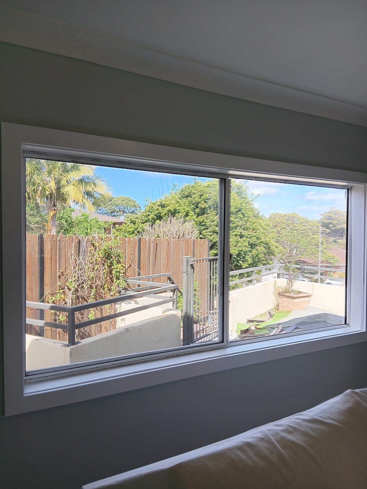 Finished room with fresh walls around a window